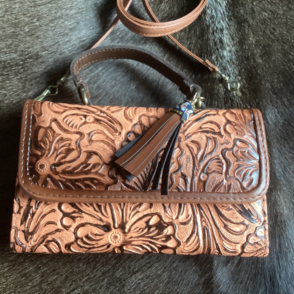 Super Cute Little Top Handle Shoulder Carry Western Boho Wallet Handbag - Picture 11 of 11